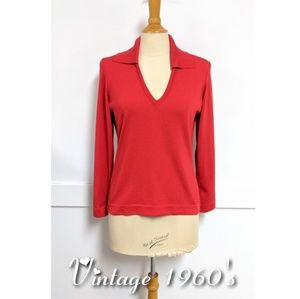 Vintage 1960s Red Pin-up Style Sweater size Medium